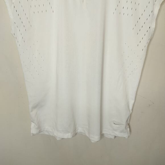 Nike Dri-Fit Ace Golf Polo Top White Stretch - Picture 3 of 9